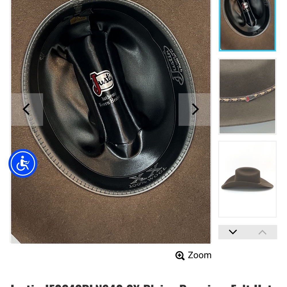 Justin Boots Brown Cowboy Hat with Braided Band - Picture 2 of 9